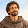 Ilustrasi: potret Santo Fransiskus dari Assisi dengan rambut cokelat bergelombang, janggut pendek, dan jubah sederhana berwarna cokelat.